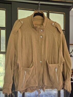Blank NYC Caramel Utility Jacket with Distressed Details
